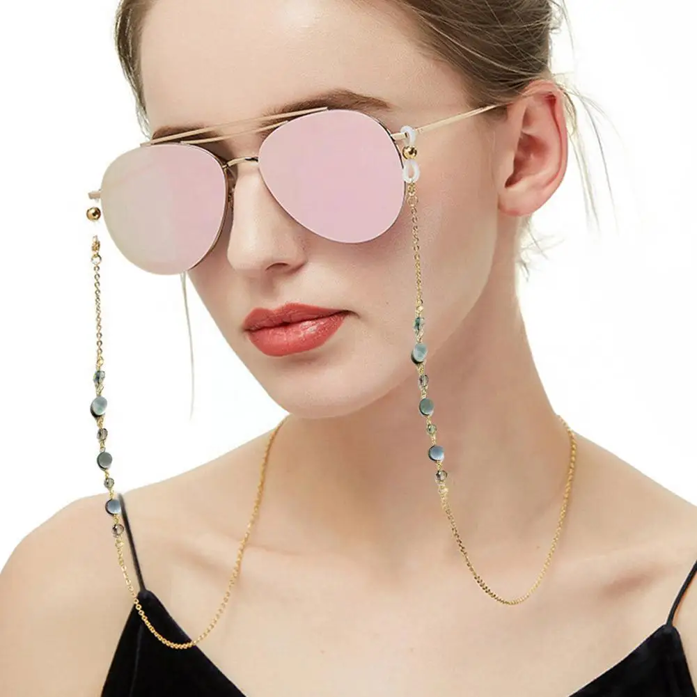 

Fashion Sunglasses Lanyard Mask Holder Neck Strap Outdoor Reading Chain 29.52in Neck Glasses Shell Steel Crystal Hang Stain T7X3