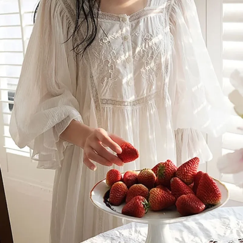 Victorian Ruffles Nightgown Women, Cotton Long Dress, Sweet Nightgown, Sweet Princess Style, Soft Comfort Vintage Princess Style