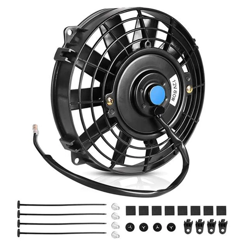 Electric Radiator Inhale Fan 12 Inch Universal Slim Push Pull 12V 80W Cooling Engine Fan With Mounting Kit 4