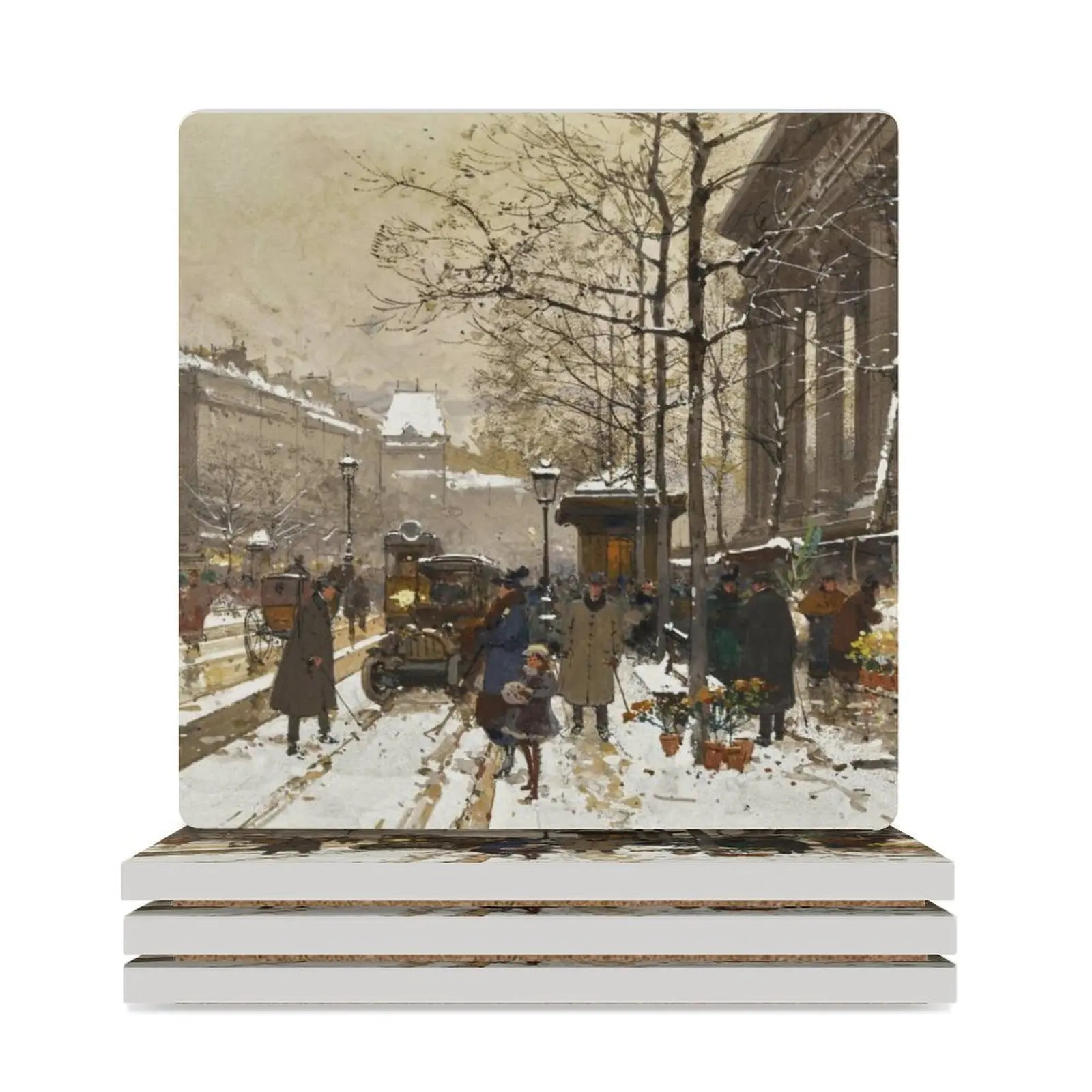 

Bastille's Place - Eugene Galien-Laloue Ceramic Coasters (Square) cup set coffee cute coffee cup stand Coasters
