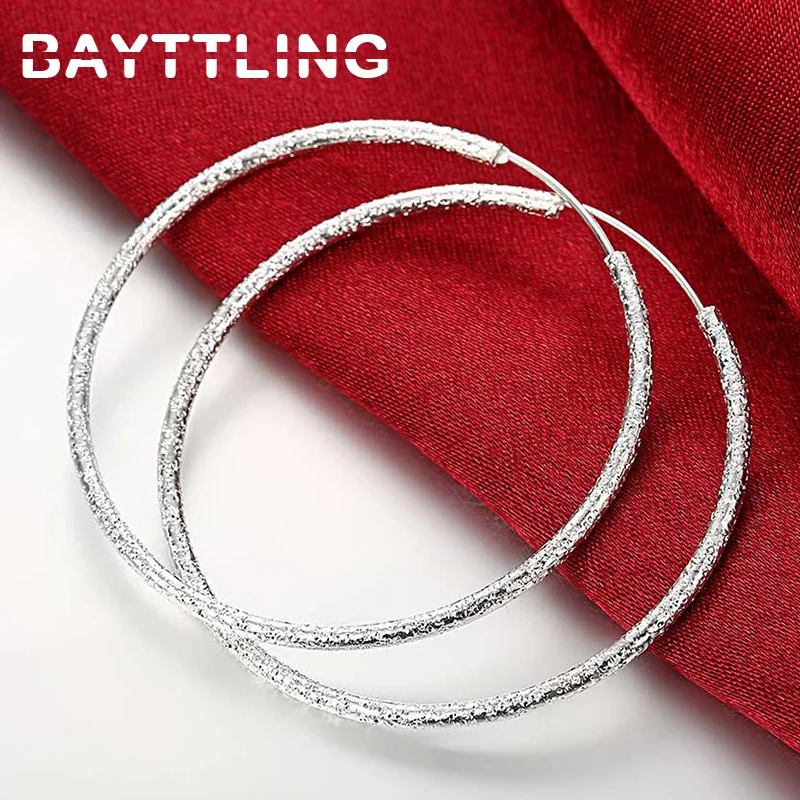 Sterling Silver Circle Earrings For Women Wedding Charm Earrings 50/60MM silver earrings,womens earrings