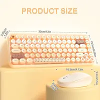 308i Pink Wireless 2.4G Keyboard and Mouse Set, Gradient Cute Round Keycaps for Retro Typewriter - Image 4