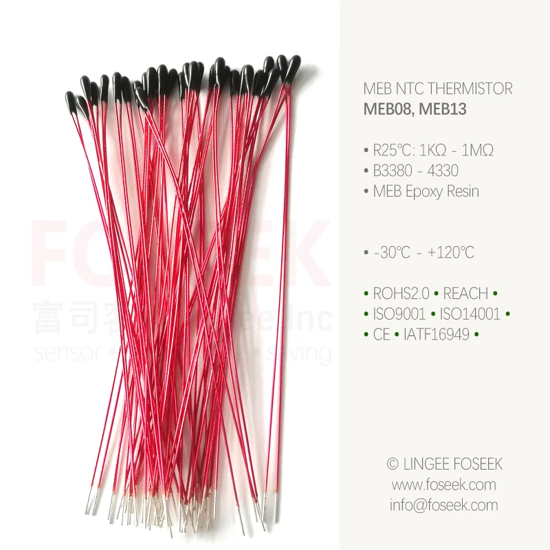 Lingee MEB08 0.80mm Epoxy resin NTC Thermistor Temperature Sensor