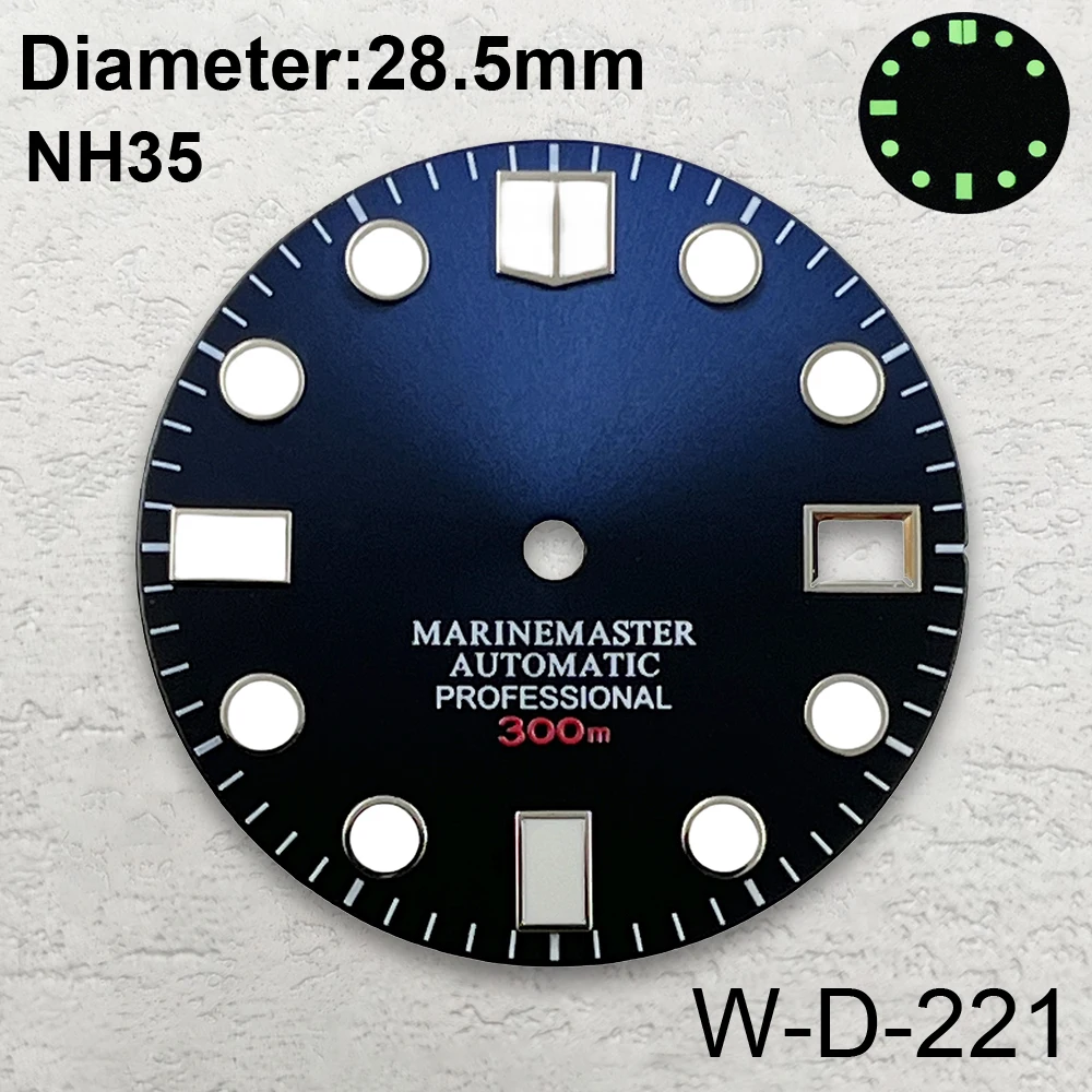 28.5mm S Logo Fish Scale Dial Fit NH35/NH36/4R Movement C3 Strong Green Luminous Watches Modification Accessories 3 /3.8 O'clock