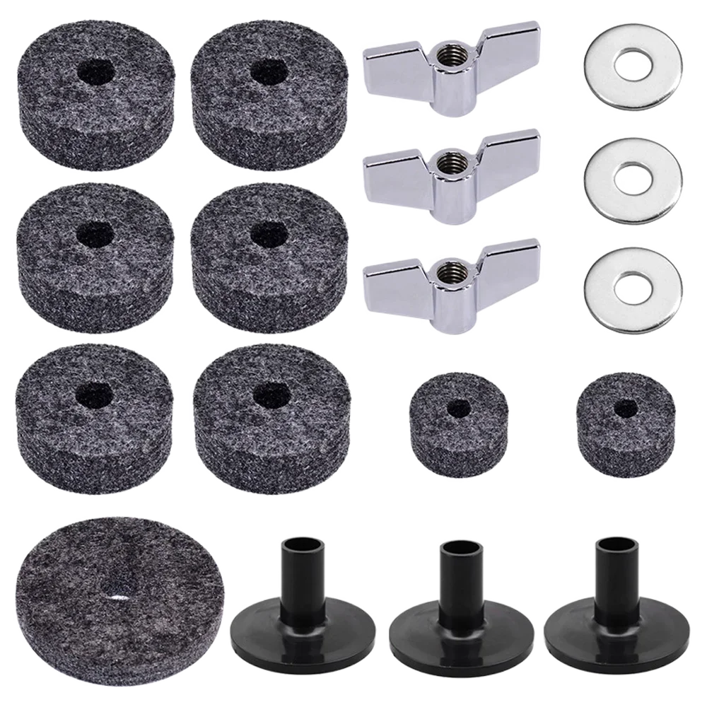 18pcs Drum Kit Cymbal Felt Pads Firm and Practical Drum Slices Felt Protection Percussion Part Accessories Replacement Parts