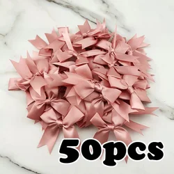 50 - Piece Set of 1 - Inch Fresh Pink Satin Ribbon Bows - 85mm (Pink Meat)
