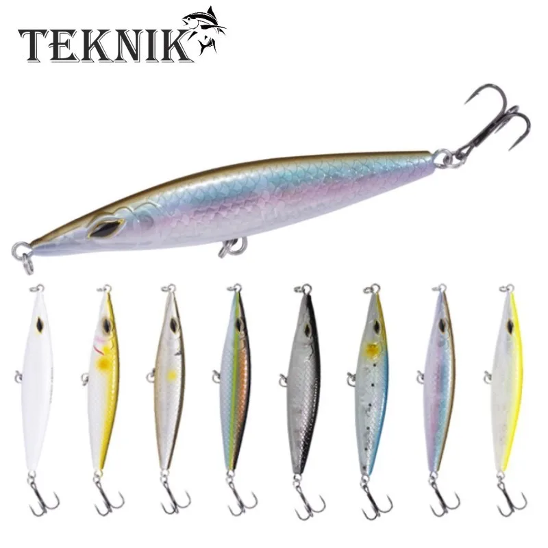 

TEKNIK Floating Pencil Fishing Lure 12g/90mm16g/110mm 26g/130mm Topwater Fishing Bait Mustad Hooks Long Casting Fishing Tackle
