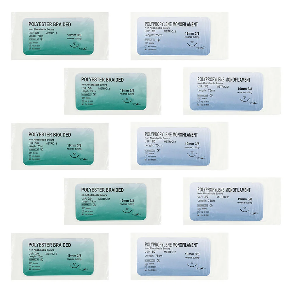 

10Pcs Needle Suture Monofilament Thread Suture Practice Kit Teaching Exercises (Assorted Color)