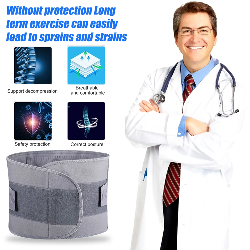Lumbar Support Belt Lumbosacral Back Brace &ndash; Ergonomic Design and Breathable Material-Lower Back Pain Relief Warmer Stretcher