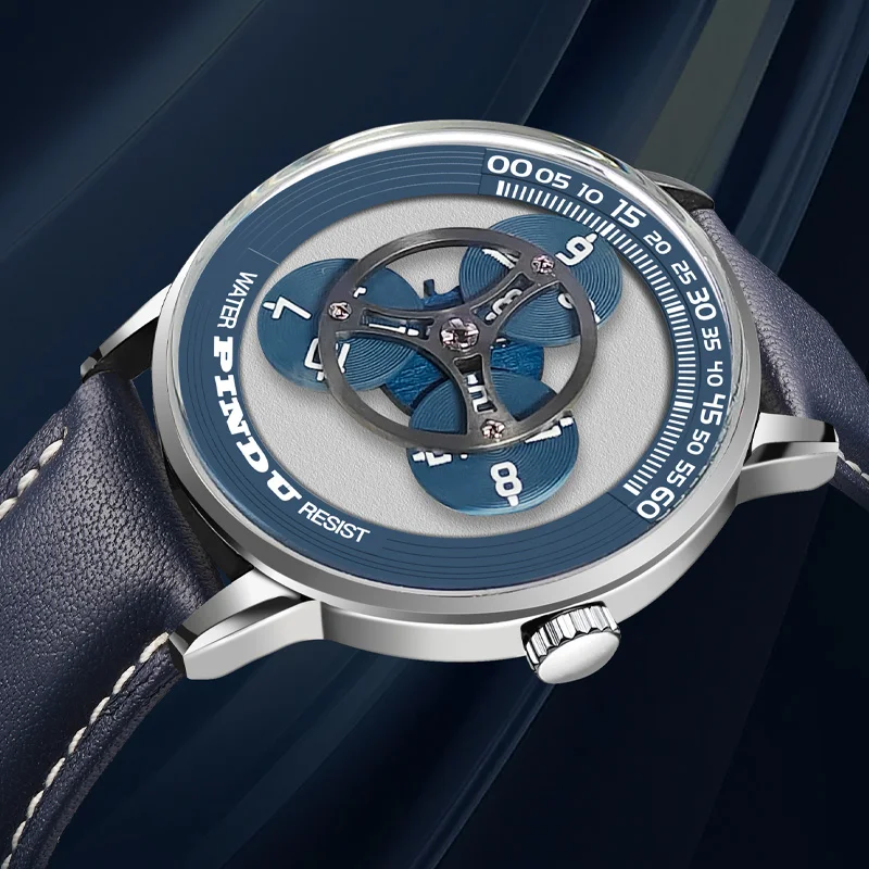 2024 PINDU  Automatic Mechanical Watch Man European American Business Leisure Wristwatch Luxury  Luminous Waterproof Watch+box