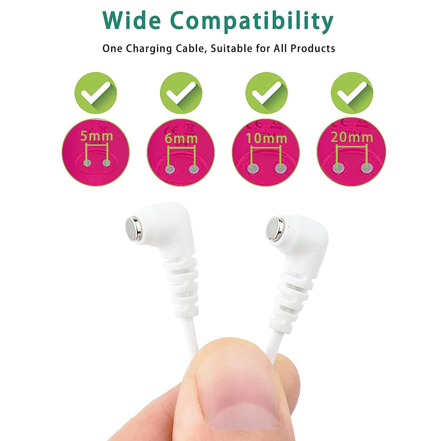 Fast Magnetic Charger Cord for Rose and Most Magnetic Massagers DC Charging Cable with 2-Magnet Connector