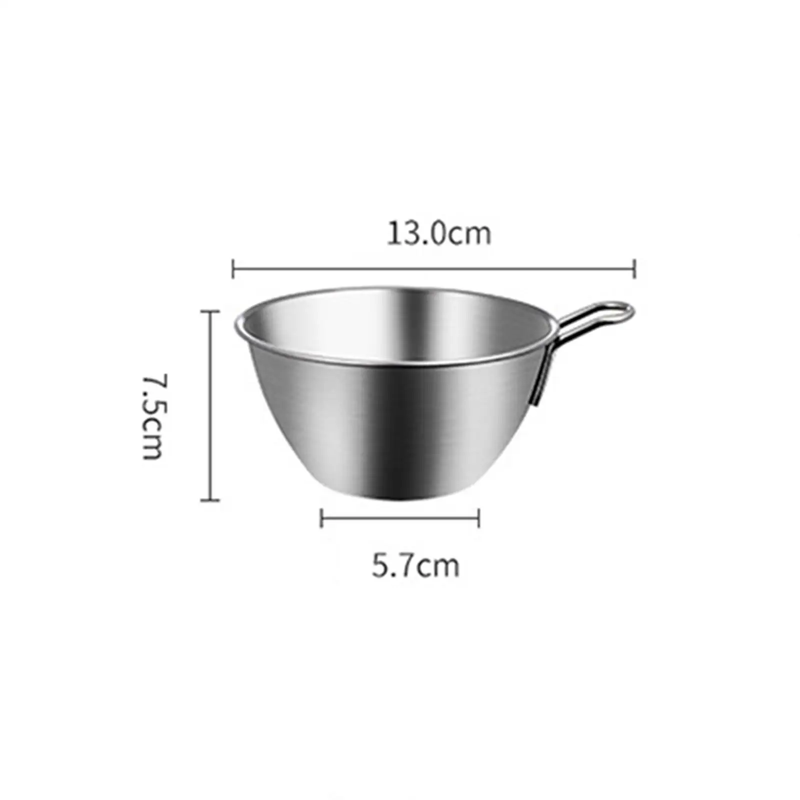 Stainless Steel Mixing Bowl with Long Handle Cooking Bowl Serving Bowl Egg Whisking Bowl for Dessert Soup Sauce Storage