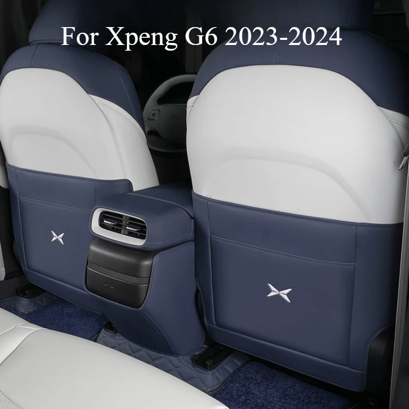 Leather Car B-pillar Seat Back Rear Anti Kick Pad Protective Mat Cover For Xpeng G6 XiaoPeng
