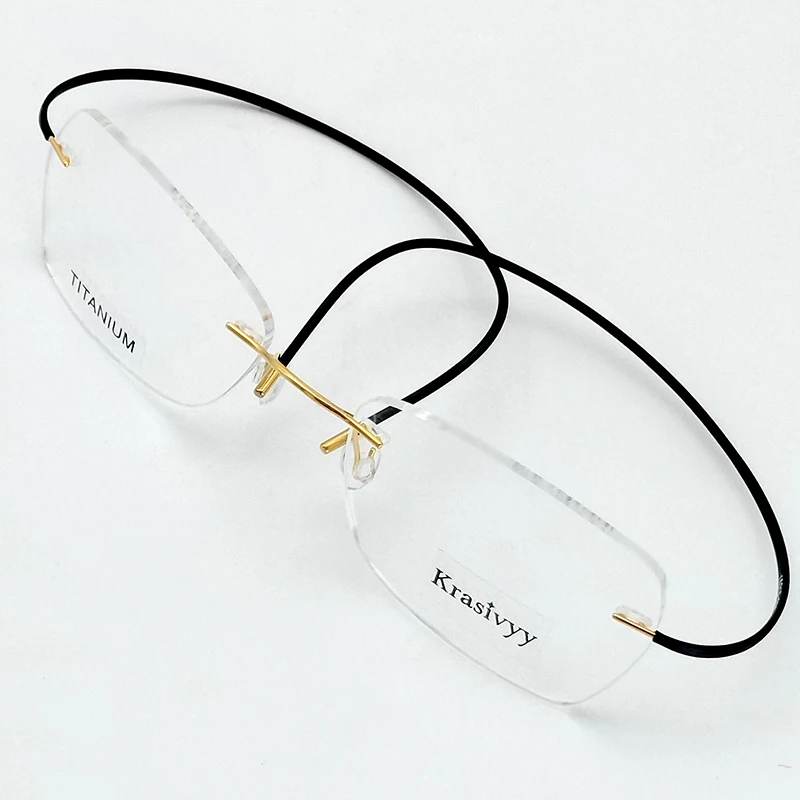 Krasivyy Oval Pure Titanium Rimless Glasses Frames Women Luxury