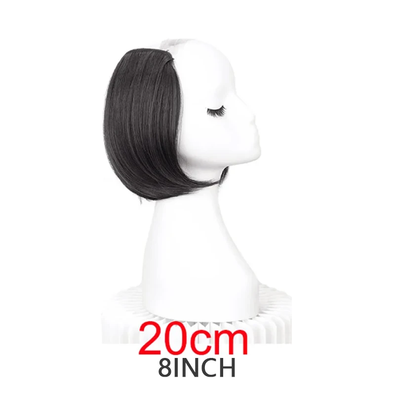 8Inch Synthetic Short Straight Internal Buckle V-shaped Half Head 4Clips Hair Extension Invisible Hairpiece for Women