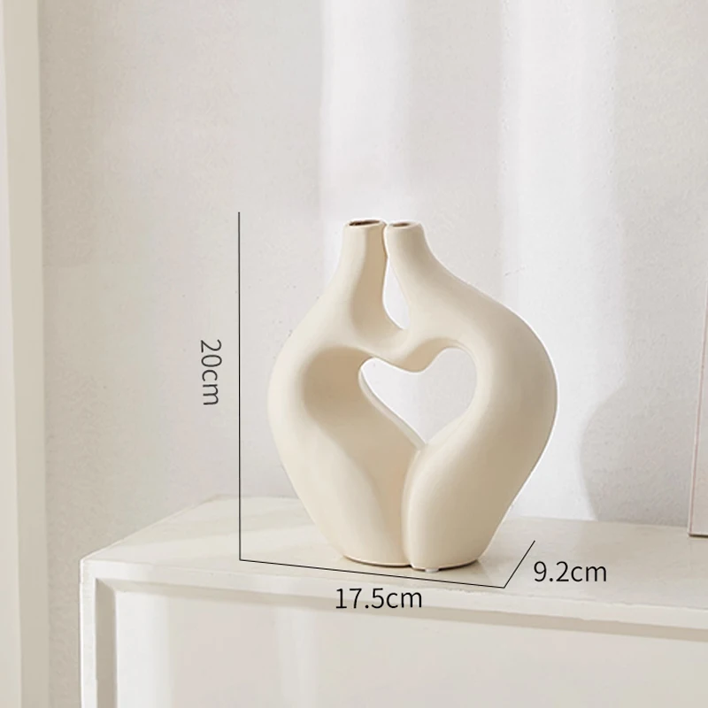 Nordic Ceramic Irregular Shape White Vase, Home Dining Table Living Room Bedroom Office Decoration Accessories, Flower Ware, 1Pc