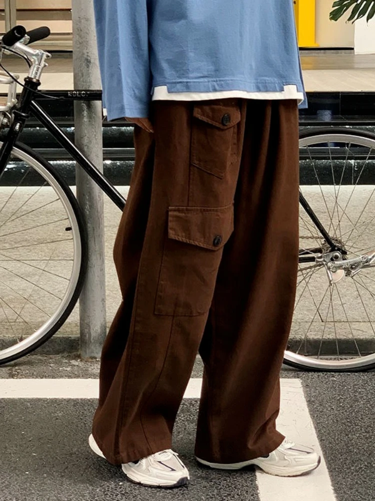HOUZHOU Streetwear Brown Cargo Pants 