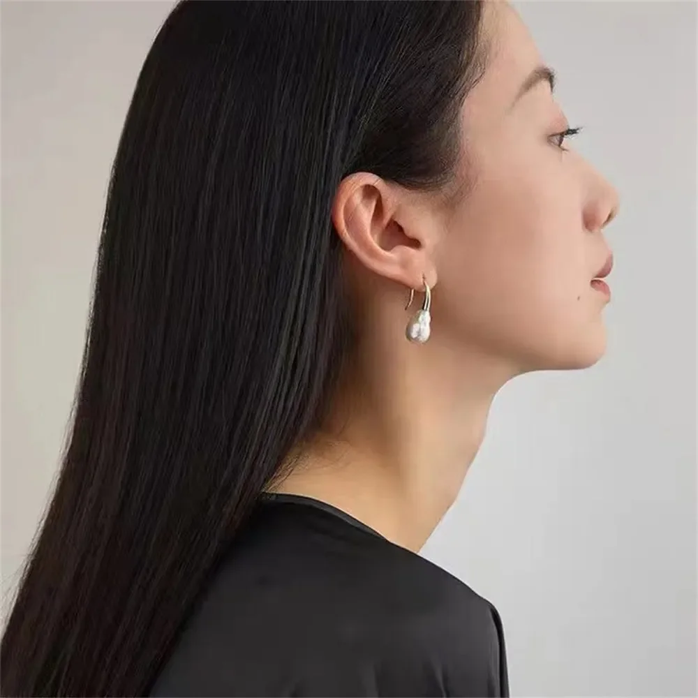 DIY 진주 액세서리 S925 순수 실버 이어 스터드 빈 거치대 골드 실버 귀걸이, 8-12mm 라운드 E175 에 적합