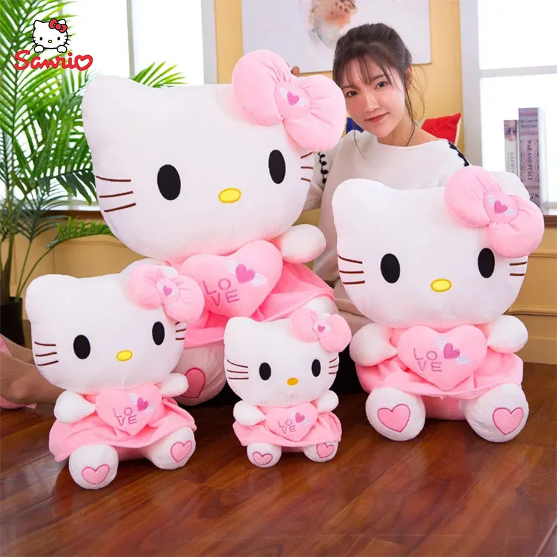 

Милые плюшевые игрушки Hello Kitty розового цвета, мультяшная плюшевая кукла из аниме, мягкая набивная подушка, игрушки для детей, подарки на день рождения и Рождество