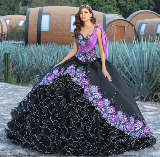 purple and black quinceanera dresses Gothic Purple and Black Strapless Wedding Dress CONSTANCE Size 10 / Custom Color main image 0