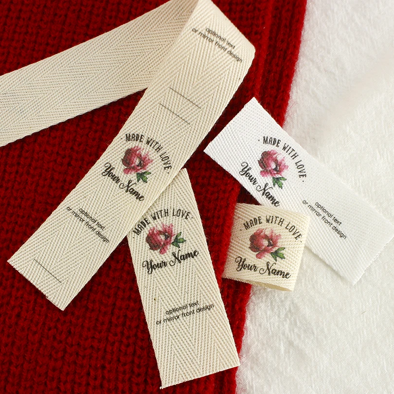 Sew Twill Labels Folding Tags Fabric Tags for Clothes Flower(xw3527)