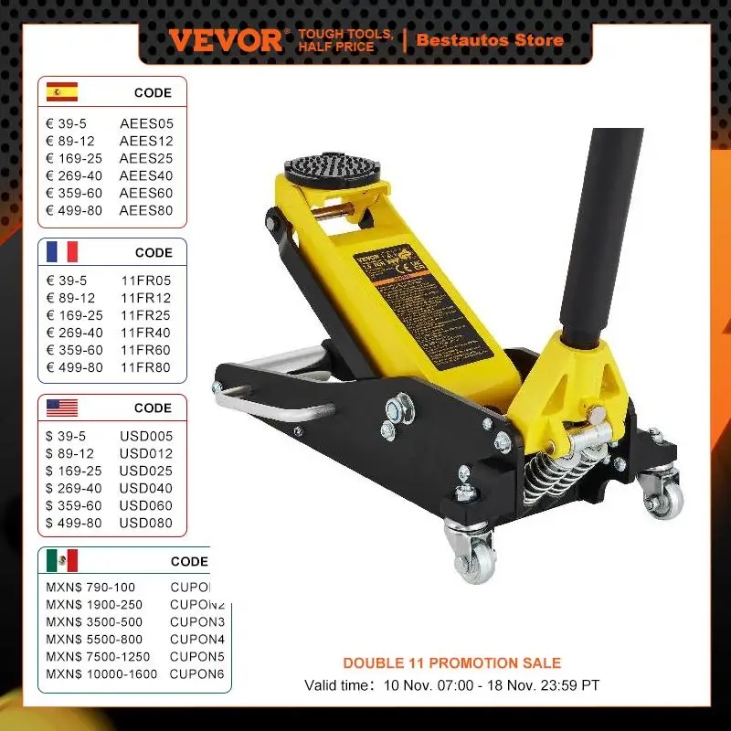 VEVOR Car Jack 1.5-3 Ton Floor Jack Aluminum&Steel Racing W/ Single Pistons Quick Lift Pump Tire Change Lifting Repair Tool