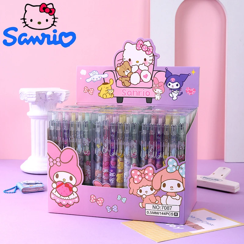 

12-144 шт. Sanrio мультфильм канцелярские гелевые ручки Kuromi нейтральная ручка для подписи для студента канцелярские принадлежности оптом