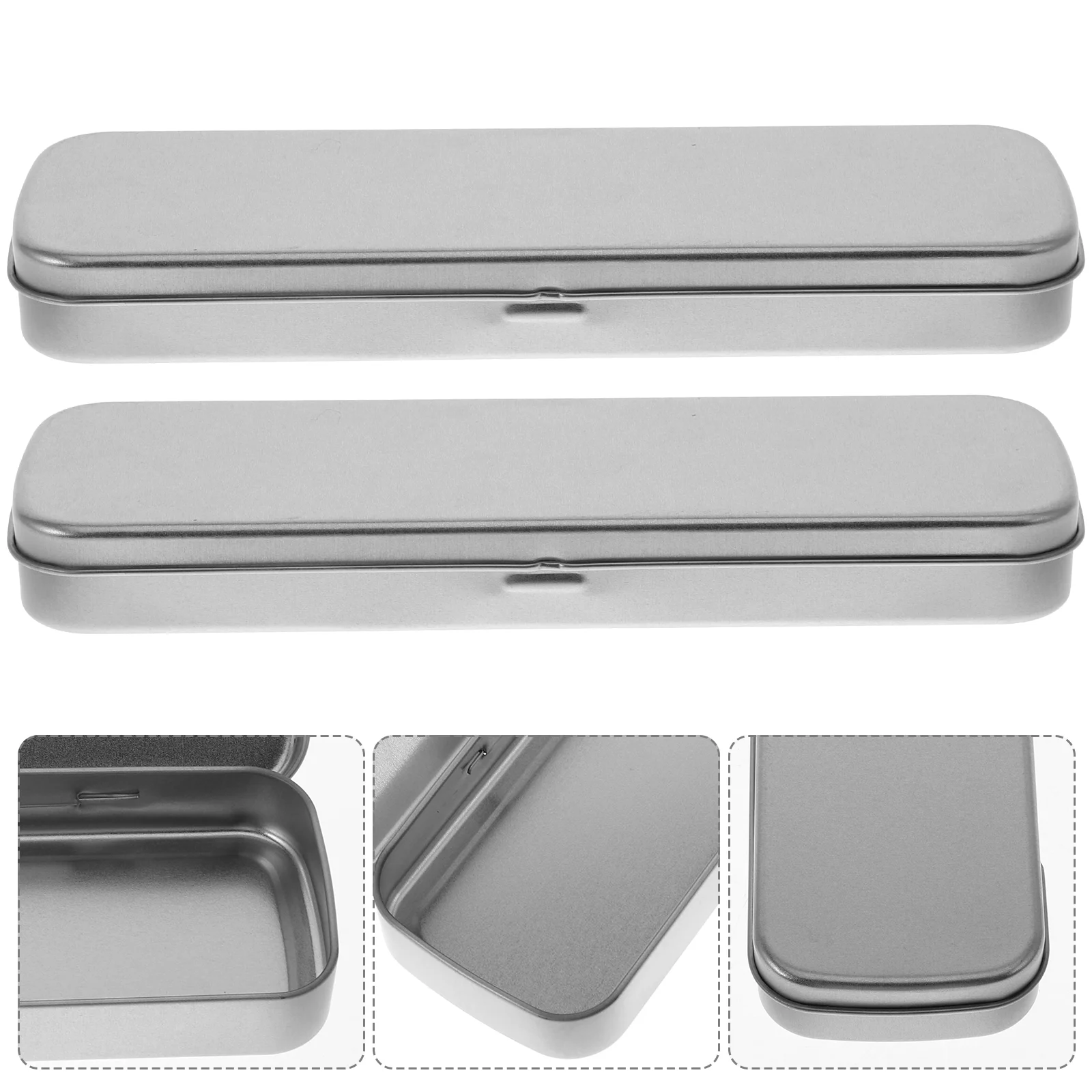 

2 Pcs with Cover Pencil Case Metal Child Small Stationery Supplies Tinplate Cases Bulk