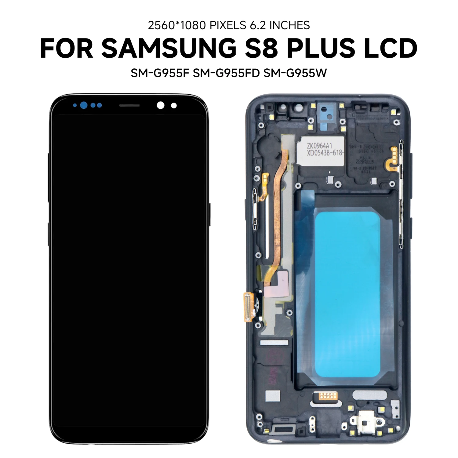 TFT 품질 LCD 터치 스크린 디지타이저 교체, 삼성 S8 G950 G950F 디스플레이 S8 플러스 G955 G955F 용 프레임 포함 S8 LCD