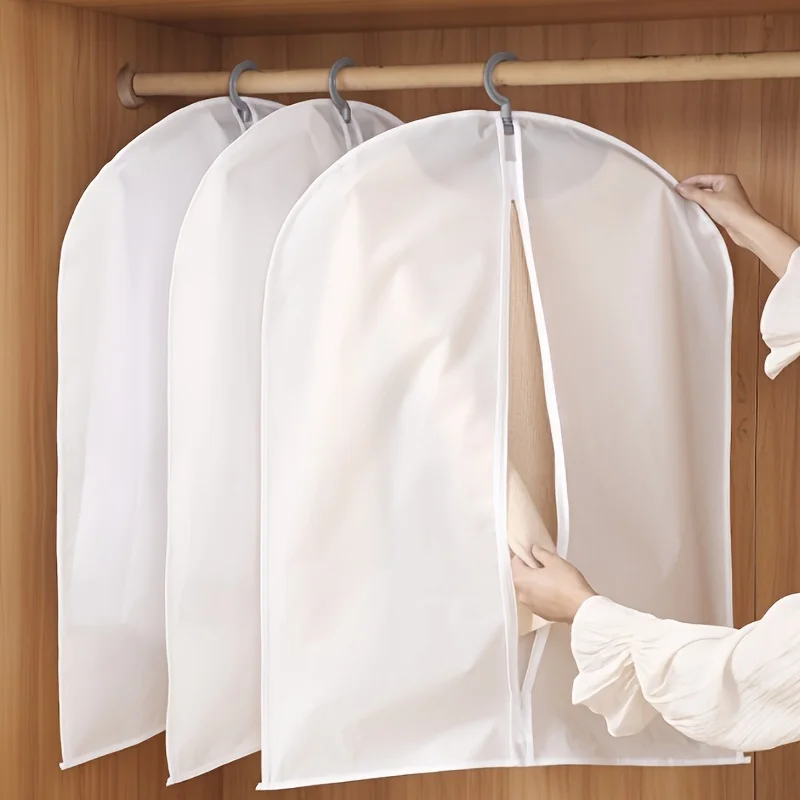 Clothes Storage Bag Garment Dust Covers Set 5/10pcs with Zipper Hanging Washable Protectors for MoistureProof Closet Organizer