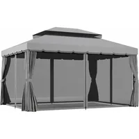 10' x 13' Patio Gazebo, Outdoor Gazebo Canopy Shelter with Netting and Curtains, Aluminum Frame for Garden, Lawn, Backy and Deck 1