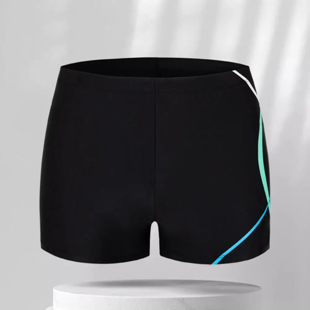 Men Swimming Shorts Elastic Waist Sports Wading Pants Soft Quick Dry Slim Fit Mid Waist Bathing Boxers Surfing Swimming Trunks