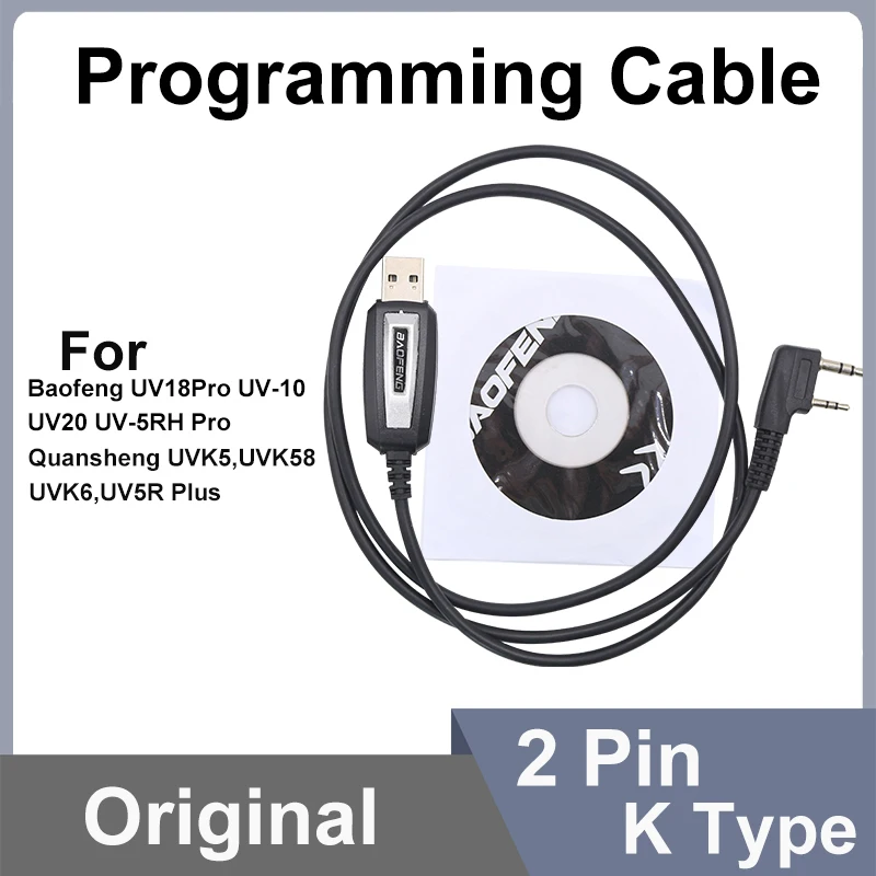 USB programovací kabel quansheng UVK5 UVK6 5rplus baofeng 18pro 13plus 17plus V2 programovací kabel cédéčko softwarový rádio příslušenství