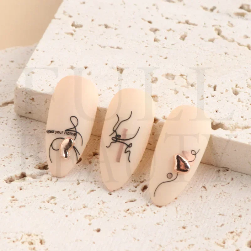 Heallor Graffiti Strips Nail Stickers for Women Nail Art Decorations Rose Gold Abstract Line Spring 3D Slider for Manicure Polis 5