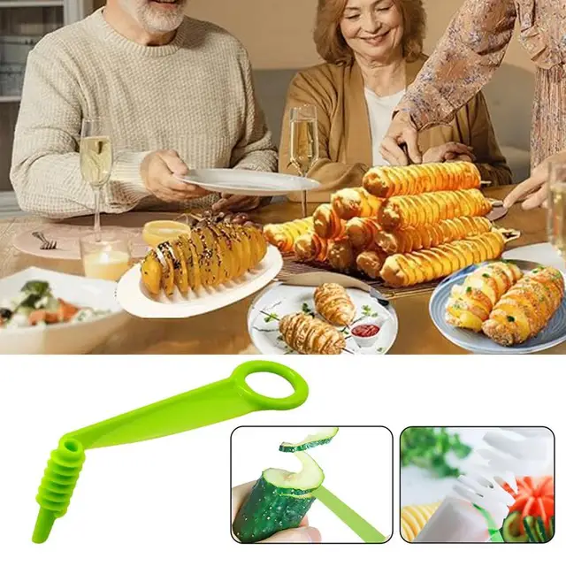 1PC พลาสติกหมุนเครื่องตัดมันฝรั่ง Twisted มันฝรั่งแตงกวาแครอทเกลียว Slice เครื่องตัดผักสร้างสรรค์เครื่องมือครัว Gadgets 3
