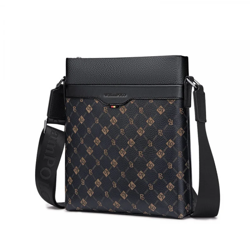 

2024 New Arrival Mainland China Guangdong Williampolo Satchels Genuine Leather Polyester Casual Men Solid Zipper Hard Silt Pocke