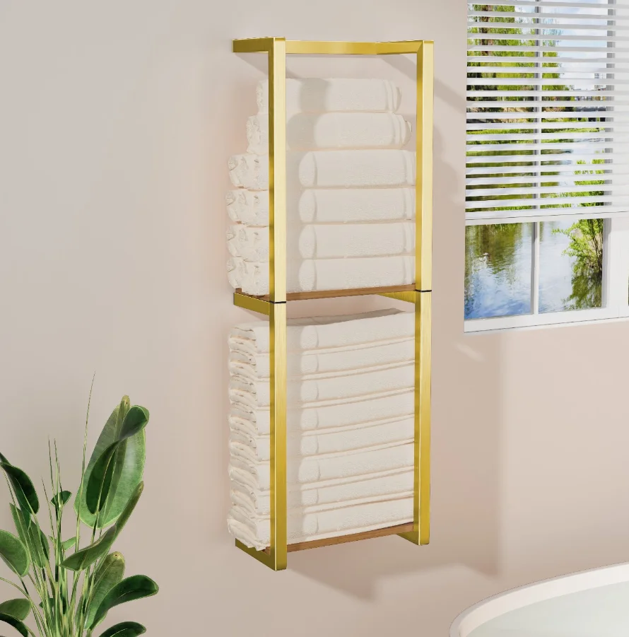 Wall mounted stainless steel kitchen multi-functional storage rack Hotel towel rack Bath towel Home