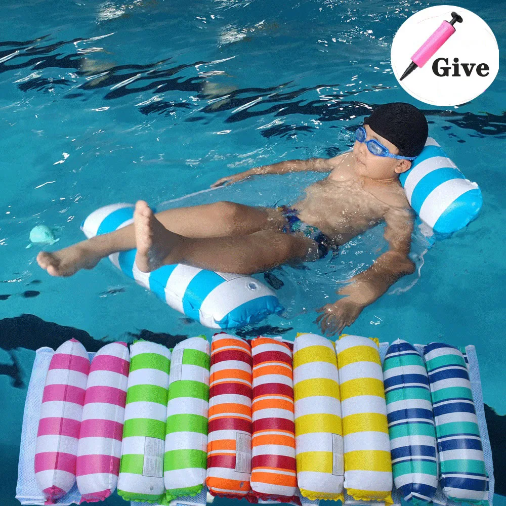 

PVC Floating Water Pad Mat Hanging Net Inflatable Floating Row Foldable Lounger Chair Hammock Bed Summer Toy Swimming Pool Beach