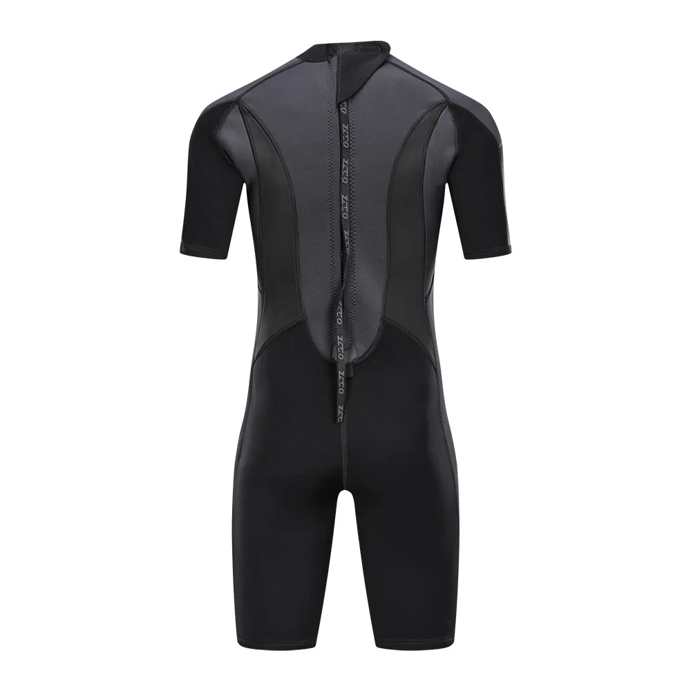 1Set 3mm Men Short Sleeve Patchwork Wetsuit One-piece Neoprene Zip Wet Suit Spearfishing Swimming Urban Beach Swimwear M-4XL