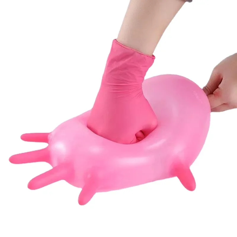 100PCS Pink Nitrile Disposable Gloves for Kitchen Cleaning Dishwashing Gardening Work Hair Salon Tattoo Gloves Powder Latex Free 2