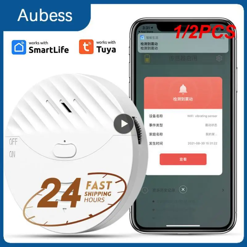 

1/2PCS Tuya WiFi Smart Door Sensor Alarm Wireless Vibration Detector Window Glass Break 130dB Alarm Sound SmartLife Security