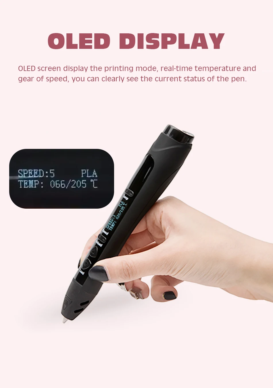 3D Pen Gift 3d printing pen Support 1.75mm ABS PLA PCL Filament 3d printing pen filament OLED Screen Temperature and Speed Adjustable