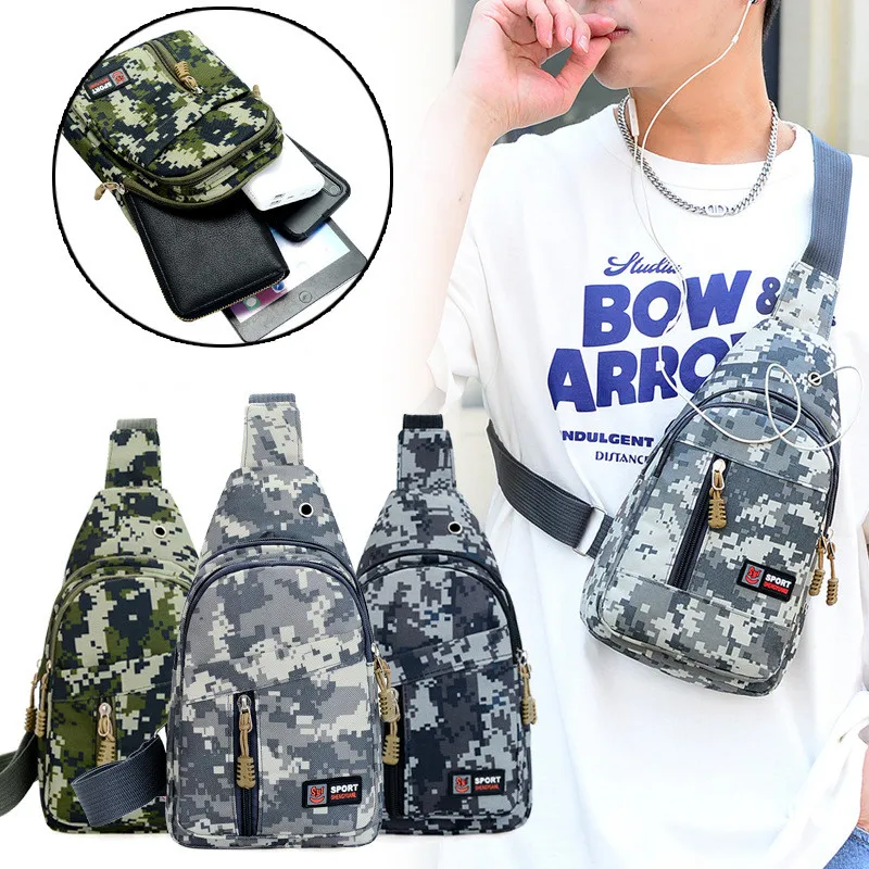 

Large Capacity Messenger Bag Men's Chest Bag Camouflage Shoulder Bag Oxford Cloth Sports Chest Bag Waterproof Storage Bag