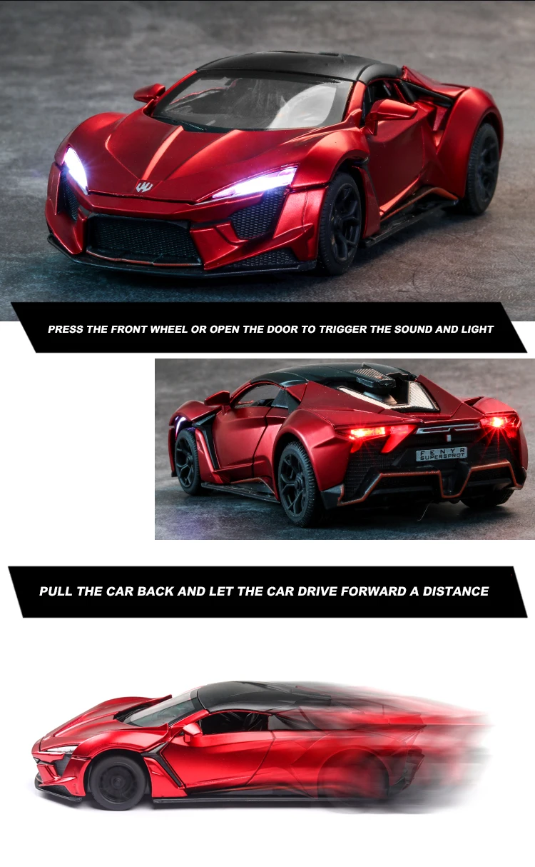 LYKAN Fenyr HyperSport Super Car 1:32 Ölçekli Model Araba