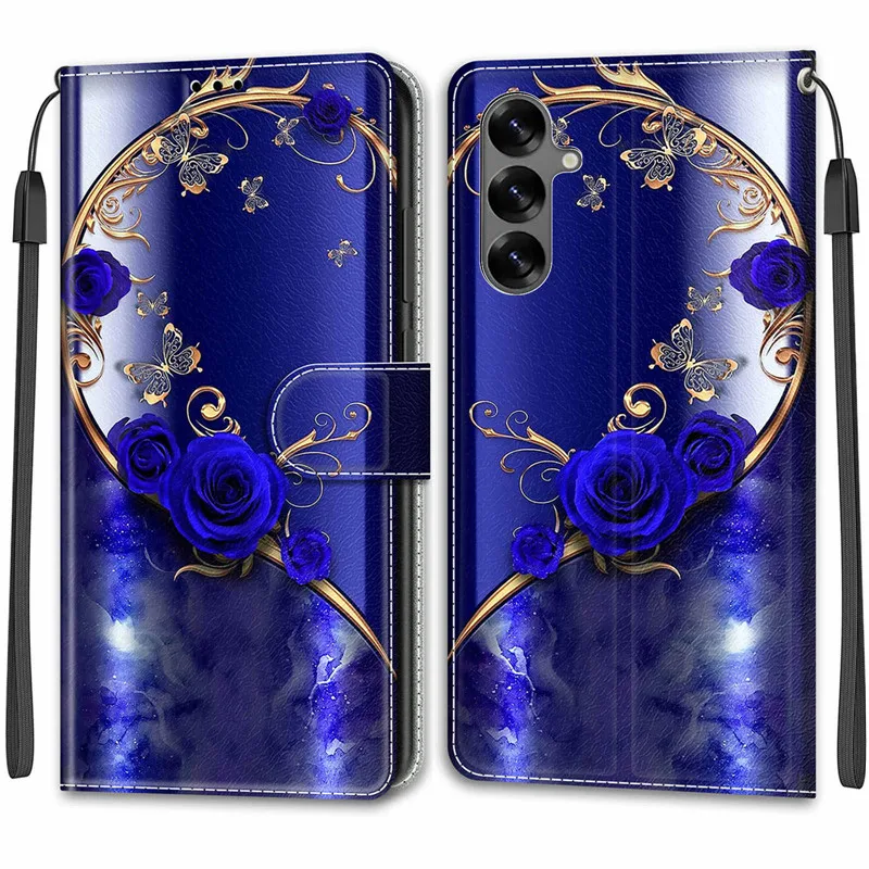 Leather Wallet Phone Case - Magnetic Flip Cover with Stand and Artistic Design