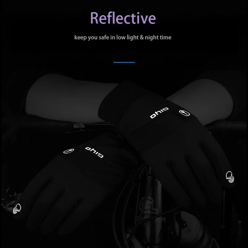 GIYO Winter Cycling Gloves Men Women Touch Screen Anti-slip Windproof Thermal Gloves Bicycle Outdoor Sports Full Finger Mittens 6