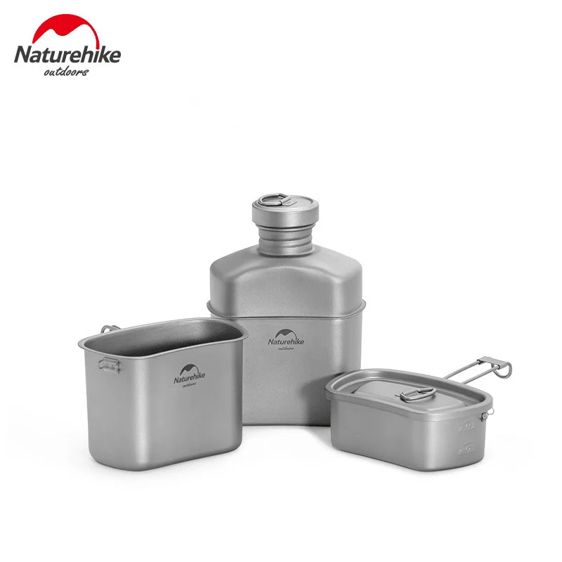Naturehike Titanium Individual Kettle Suit Outdoor Camping Folding Lunch Box Hanging Pot Picnic Set
