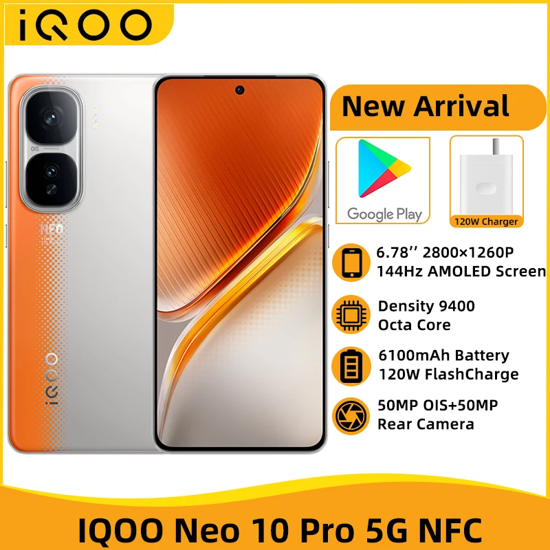 Iqoo-neo-スマートフォン,10 pro,5g,NFC,9400インチ,6.78 hz