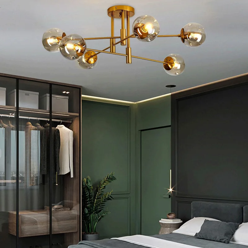 Modern Glass 6/8-Light Chandelier Pendant Light for Living Room Bedroom Dining Room Kitchen Hallway Ceiling Fixture LED Lights
