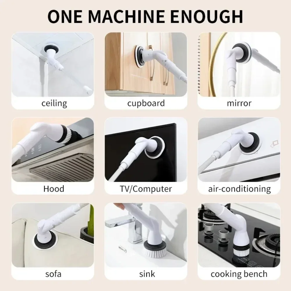 Xiaomi Mijia 1200mAh Wireless 6-in-1 Electric Cleaning Brush Electric Rotary Clean Brush Shower Cleaning Brush Kitchen Bathroom 6